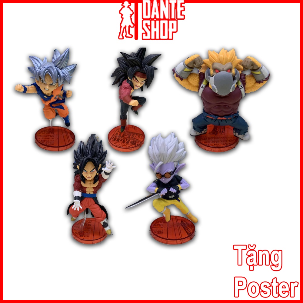 Mô Hình Figure Dragon Ball - Chipi Bộ 5 Nhân Vật Goku, Broly, Vegeta [Tặng Poster] 5-6cm