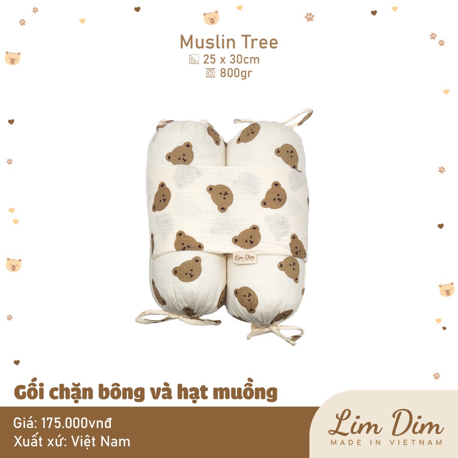 Gối chặn bông và hạt muồng Lim Dim cho bé