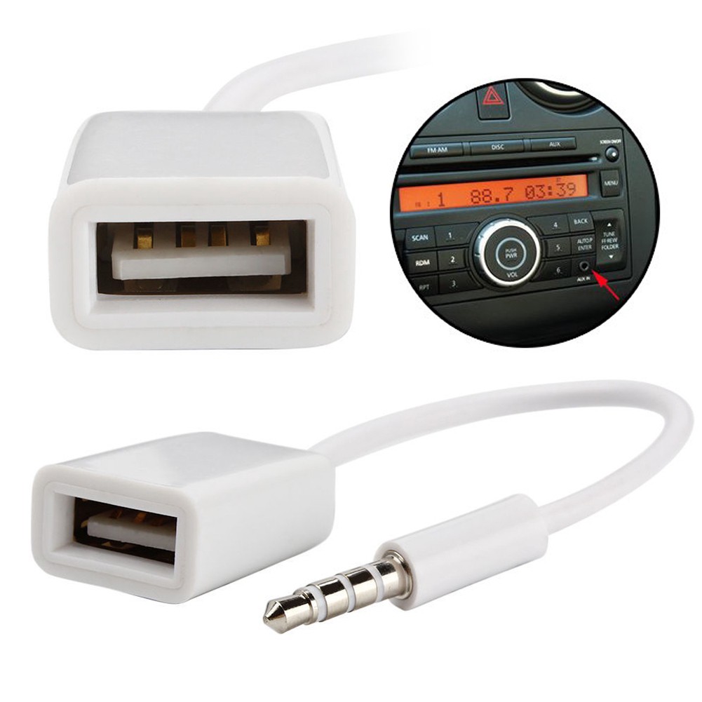 Dây cáp kết nối cổng usb sang đầu giắc cắm AUX 3.5mm nối dài cho bộ chuyển đổi âm thanh ô tô