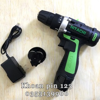 Máy khoan pin,  máy bắt vít dùng pin 12v Hitachi bộ 2 pin đầy đủ