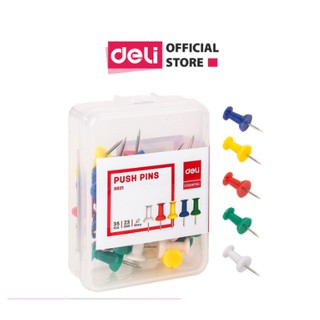 Ghim màu cắm bảng Deli, Đỏ, vàng, xanh, xanh lá, trắng - 35 cái/hộp