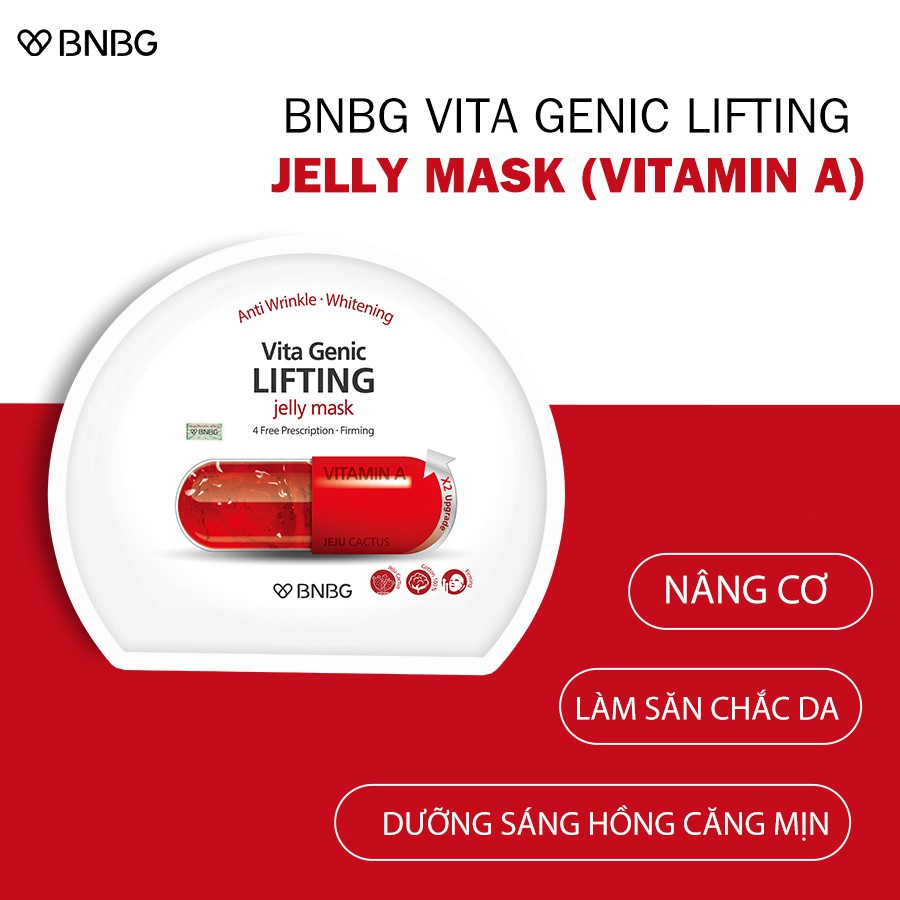 Combo Mix 10 Mặt nạ giấy cấp ẩm dưỡng trắng BNBG Vita Genic Jelly Mask 30ml x10 (Lifting,Whitening, Relaxing, Hydrating)