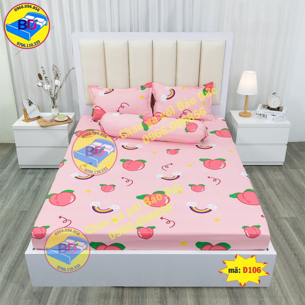 Bộ ga giường cotton poly bo chun chắc chắn( gồm 4 món)
