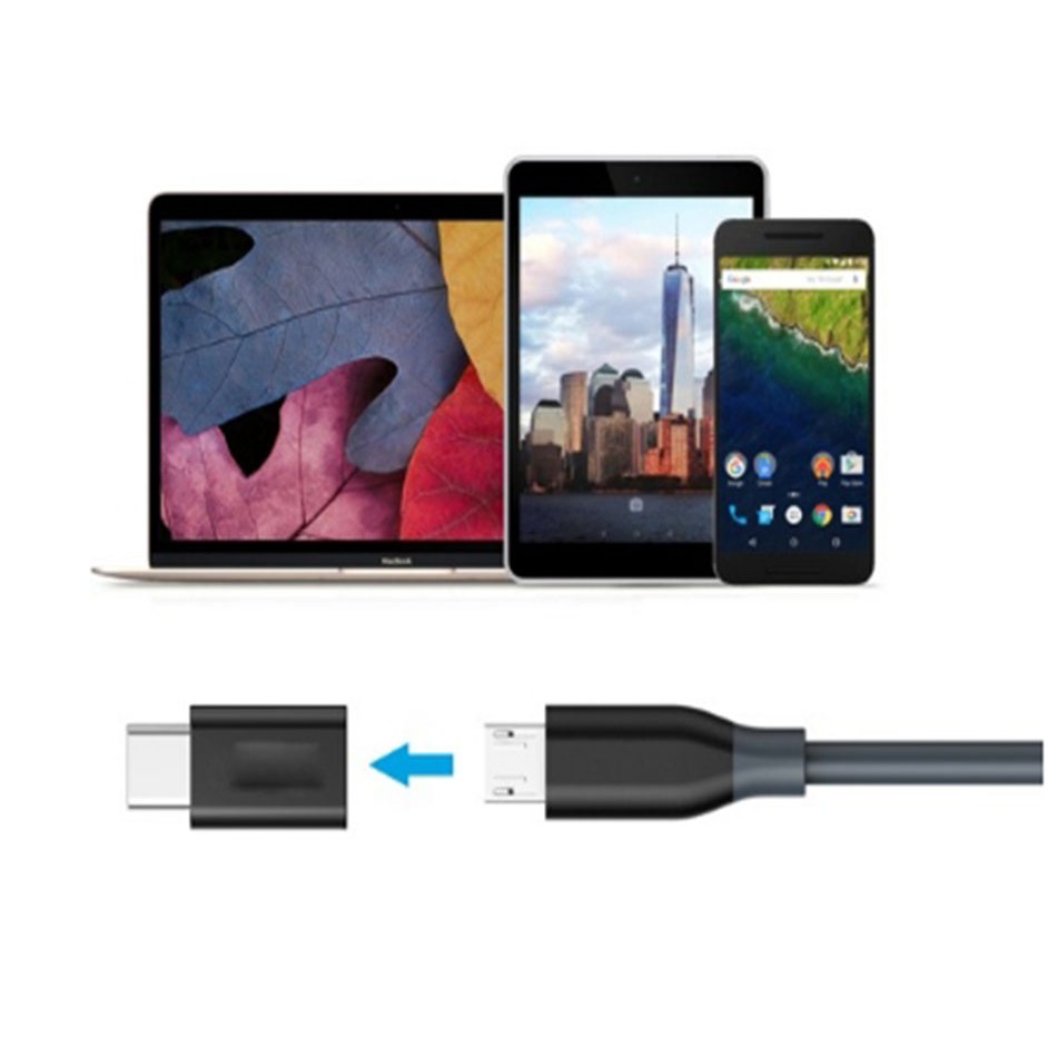 Đầu chuyển đổi chân Micro USB (Cái) sang Type C (Đen)