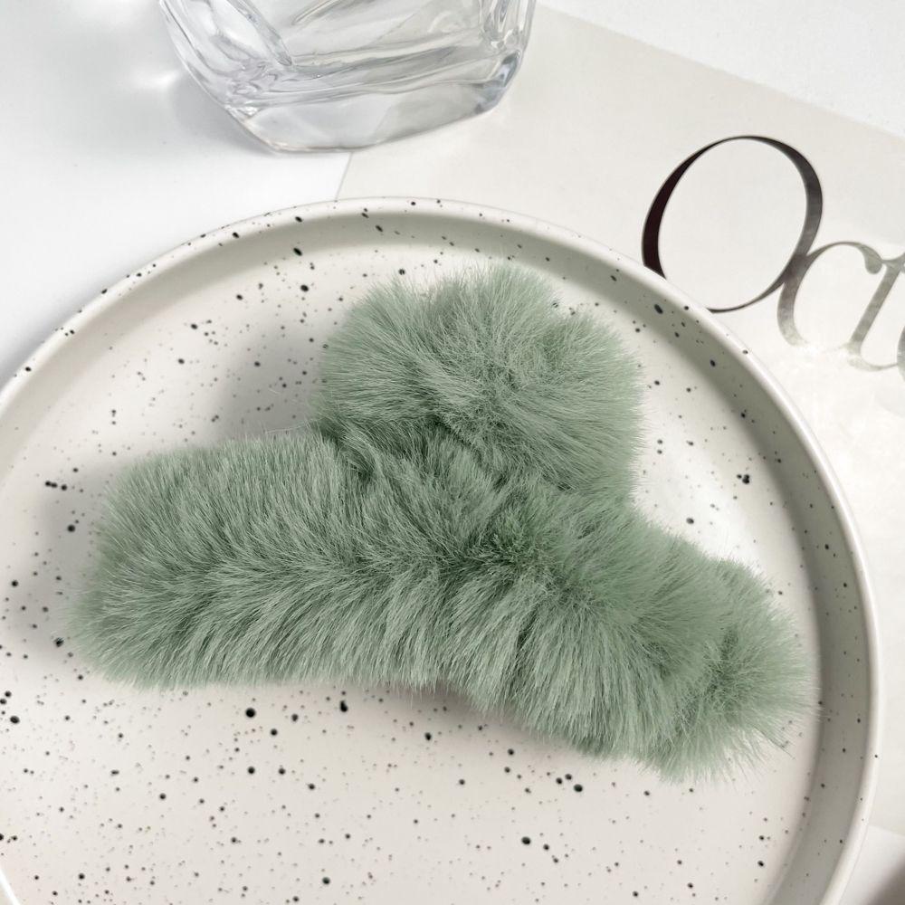 Kẹp Tóc Càng Cua Bằng Lông Giả Màu Trơn Thời Trang