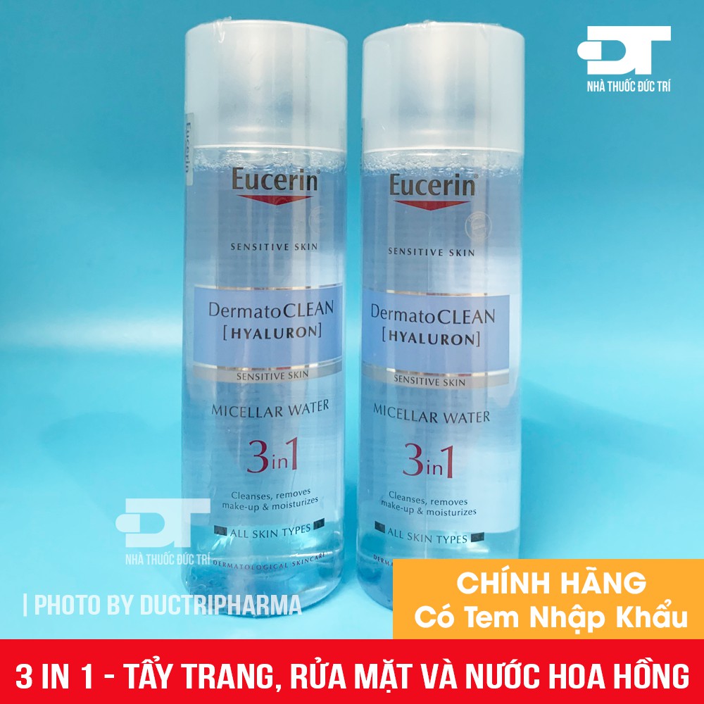 [CHÍNH HÃNG] Nước Tẩy Trang 3 in 1 Eucerin DermatoCLEAN [HYALURON] 200ml