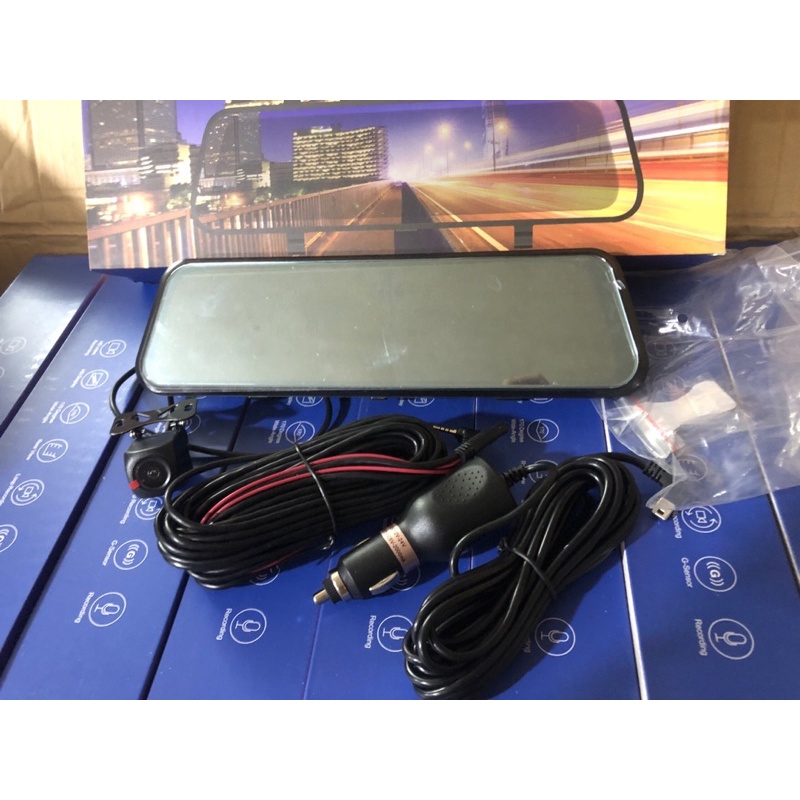 Camera gương màn 10in - dây cam sau 10M full màn quay trước + sau đồng thời ghi hình cảnh báo va chạm