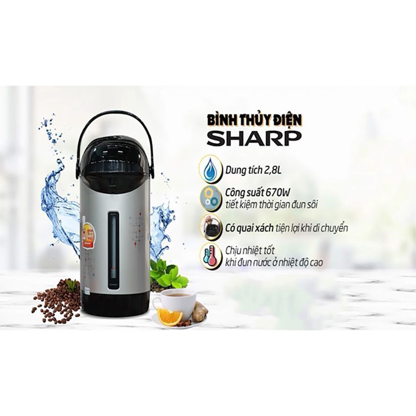 [Mã ELHADEV giảm 4% đơn 300K] Phich đun nước Sharp 2.8L Model KP-B28S (Bạc)