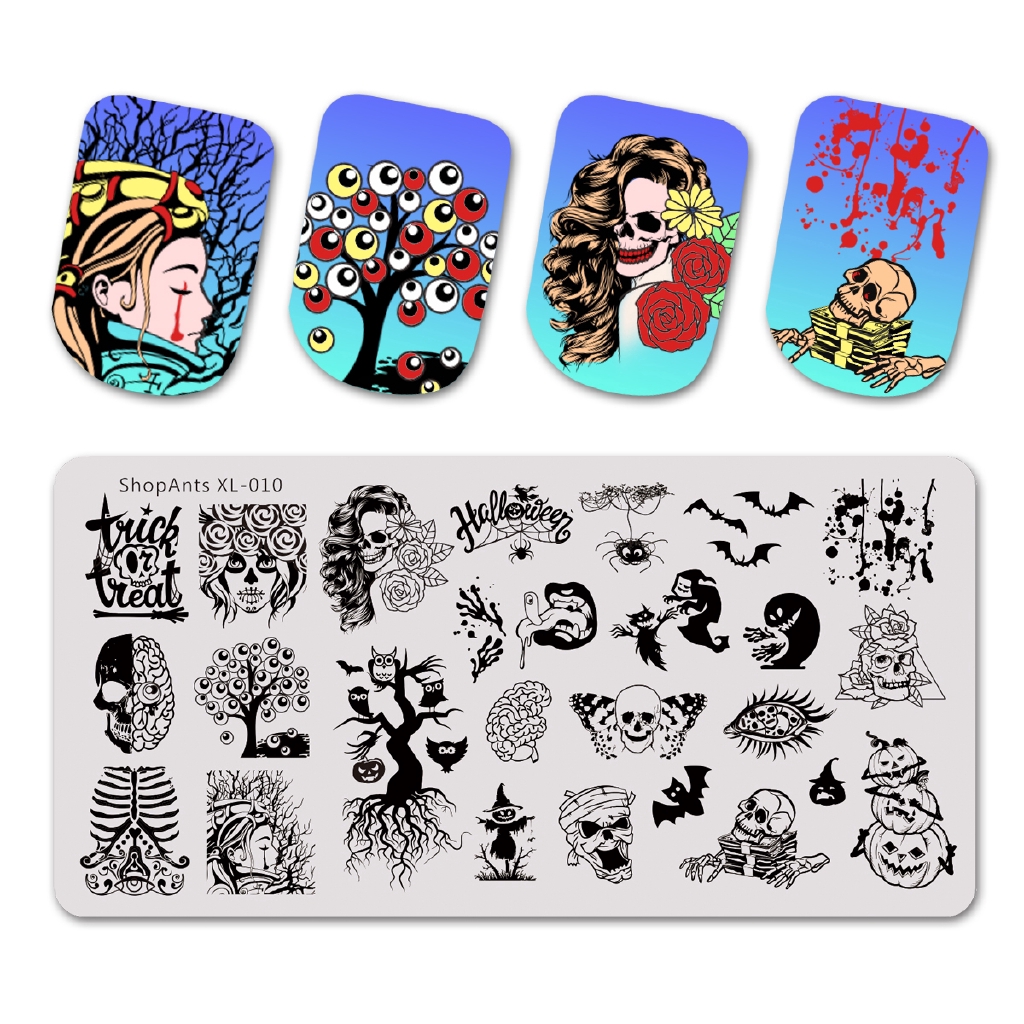 Khuôn in trang trí móng tay nhiều kiểu 6*12cm bằng thép không gỉ tiện dụng