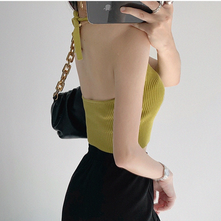 Áo Croptop Cổ Yếm Cột Dây Thời Trang Quyến Rũ Cho Nữ