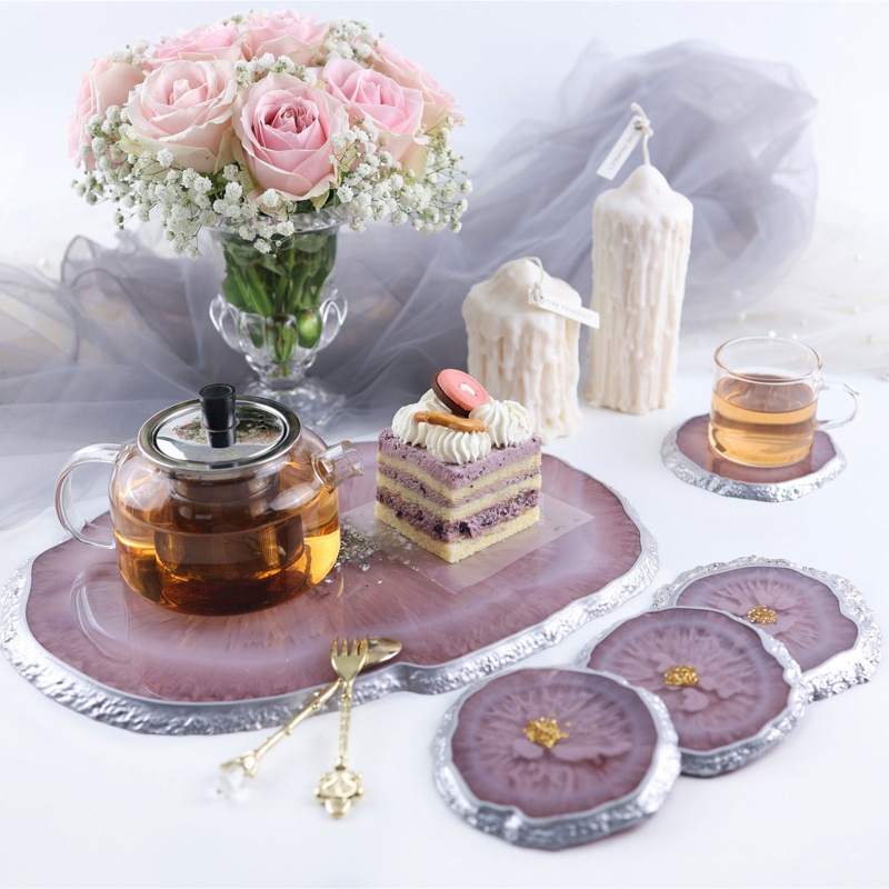 Set 5 Khuôn Silicon Làm Đế Lót Ly Bằng Resin Epoxy Độc Đáo Diy