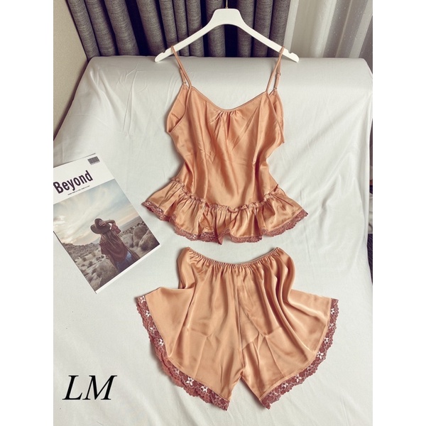 Bộ ngủ lụa trơn màu
