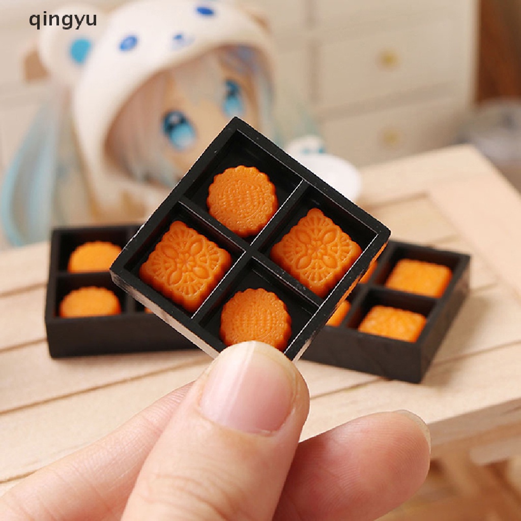 qingyu 1 Set Miniature Mid-Autumn Mooncake Mini Model 1:12 Doll House Life Scene Toys PLI