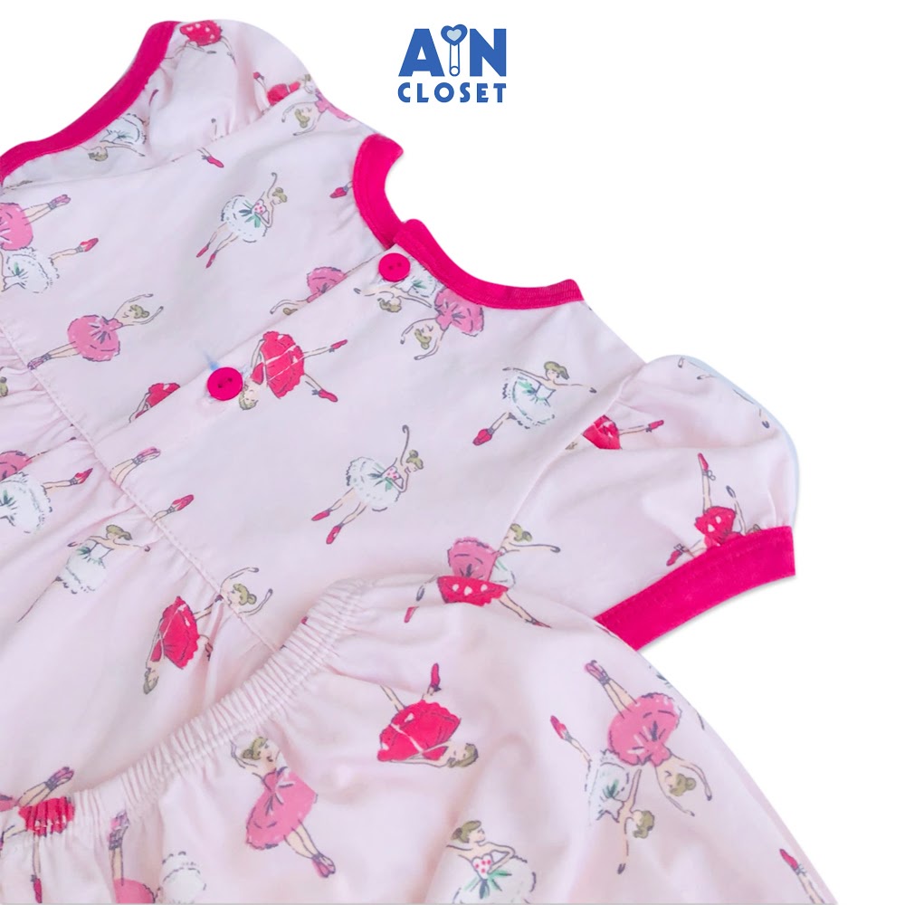 Bộ quần áo ngắn bé gái họa tiết Em bé múa ballet thun cotton - AICDBGKXNQJN - AIN Closet