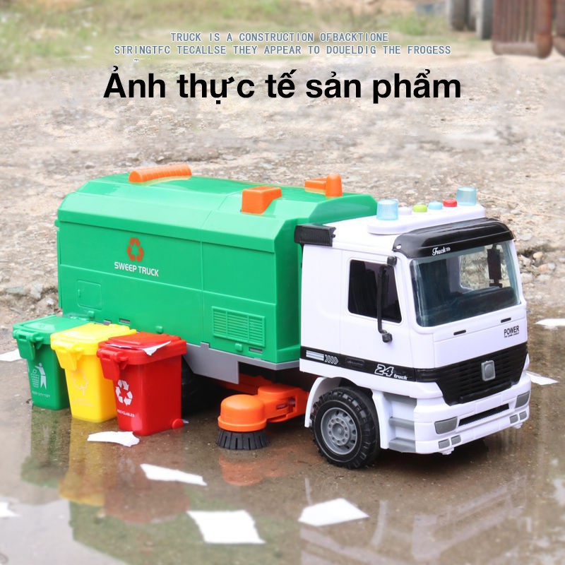 Đồ chơi xe dọn vệ sin đường phố KAVY có đèn, âm thanh kèm thùng rác, phát triển trí tuệ cho bé