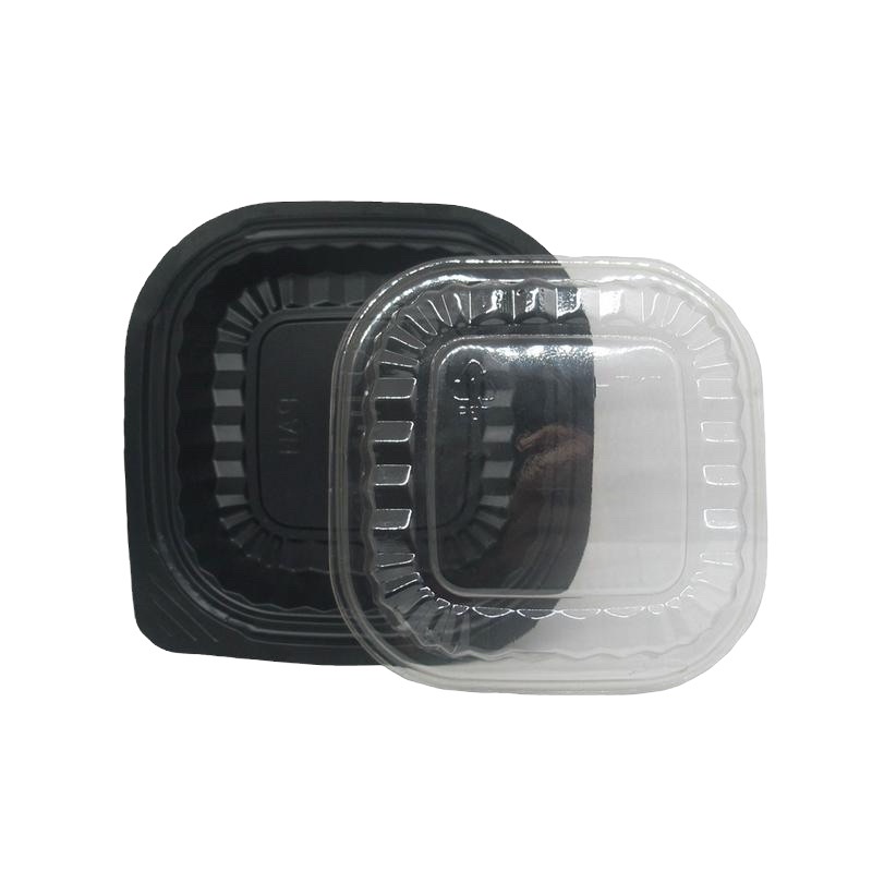 Set 100 Hộp nhựa vuông đế đen HT12 đựng xôi, bông lan trứng muối, bánh mì bơ tỏi phô mai Hàn Quốc - Nhotimshop