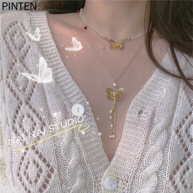 Dây Chuyền Dạng Dài Hình Bướm Đính Đá Xinh Xắn