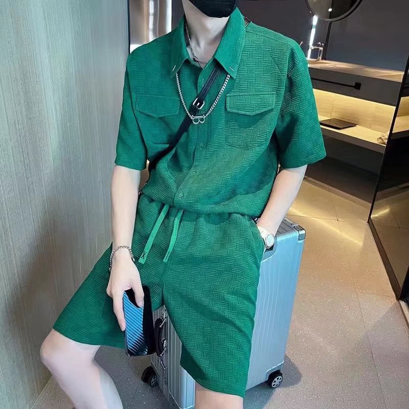 [M-2XL] Bộ Áo Sơ Mi Phong Cách Đơn Giản Thời Trang Mùa Hè Giản Dị Dễ Phối Đồ Có Vòng Cổ Cho Nam