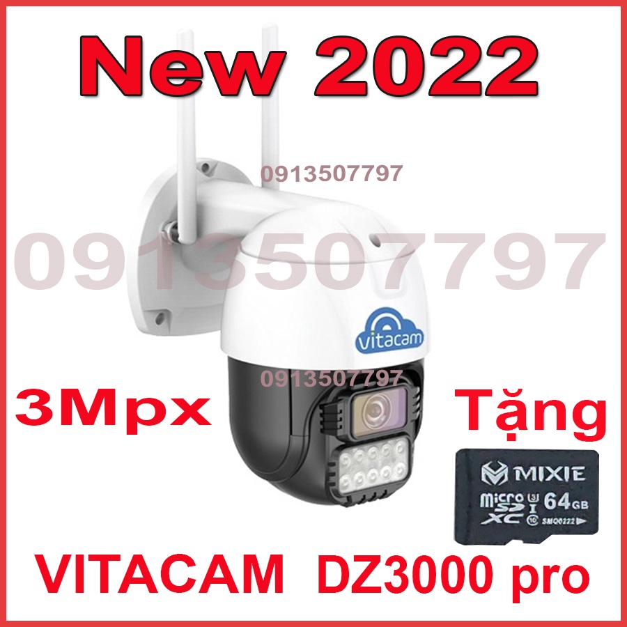 CAMERA NGOÀI TRỜI VITACAM DZ3000 pro PTZ XOAY 355 ĐỘ, 3.0 MPX 1296P ULTRA HD HÌNH ẢNH SIÊU NÉT