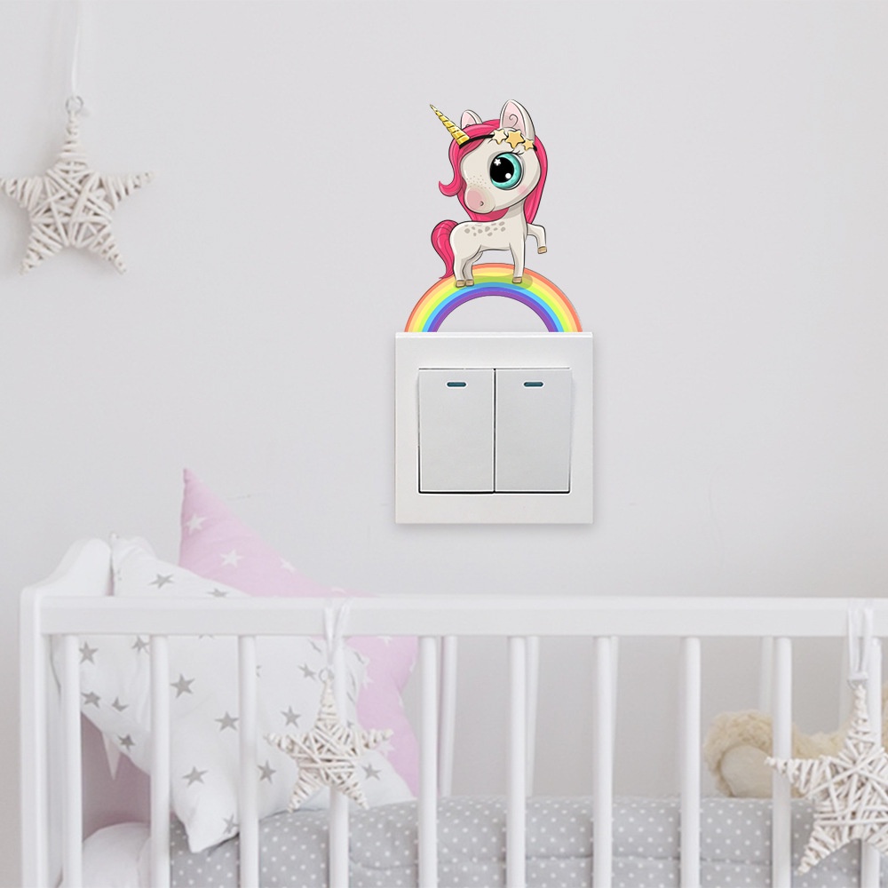 Miếng Dán Trang Trí Công Tắc Hình Kỳ Lân Hoạt Hình Sáng Tạo