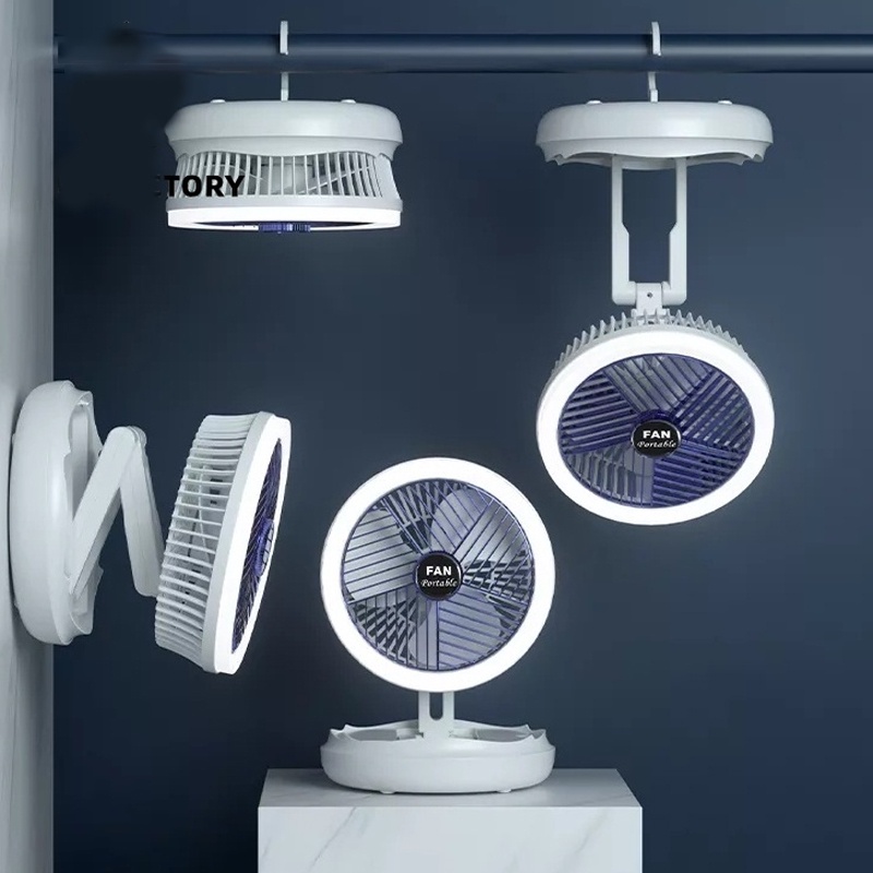 Youpin Quạt Gấp Gọn Tích Điện Quạt Điện Để Bàn Gấp Gọn Có Đèn Bảo Vệ Mắt và Với ánh sáng