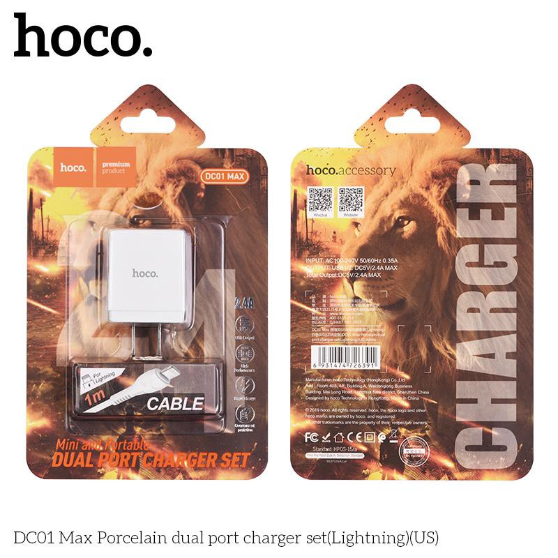 Bộ Sạc Nhanh Iphone/Samsung 2 Cổng HOCO DC01  New Cho Iphone/Android - Bảo Hành 12 Tháng