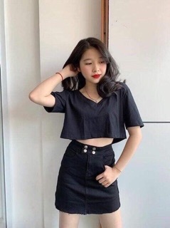 Áo croptop basic cổ tim