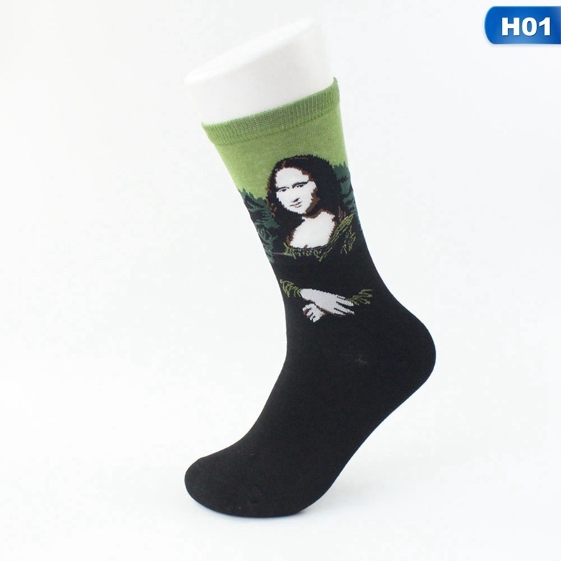 Tất cotton họa tiết Giáng Sinh/Mona Lisa độc đáo dành cho unisex