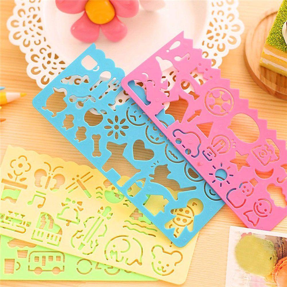 Set 4 Thước Nhựa Vẽ Tranh Hình Hoạt Hình DIY Cho Học Sinh