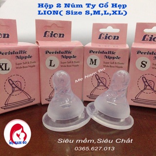 [ SIÊU MỀM ] Hộp 2 Núm Ty Cổ Hẹp LION Siêu Mềm, Đủ Size ( S,M,L,XL)