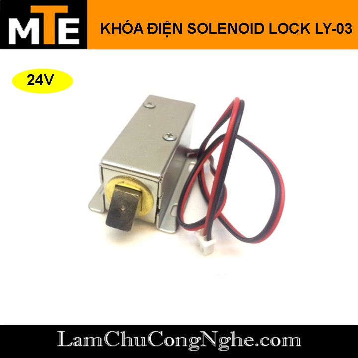 Khóa điện Solenoid Lock LY-03 - Khóa điện DC 12-24V + bản lề