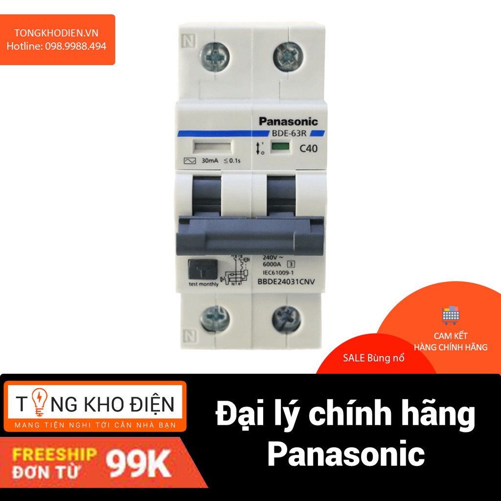 Cầu dao Chống Giật Panasonic - Bảo vệ quá tải, ngắn mạch & chống rò