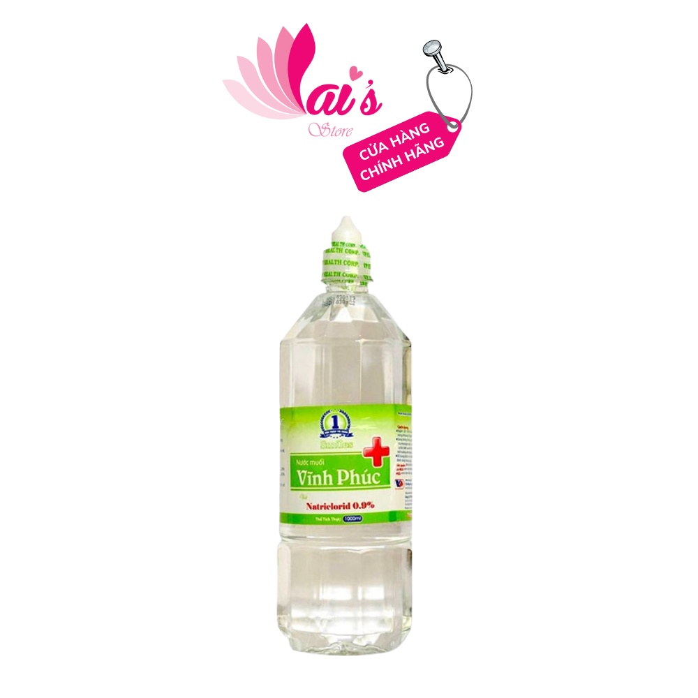 Nước Muối Sinh Lý Vĩnh Phúc Natri Clorid 0,9% 1000ml Súc Miệng, Rữa Mắt, Mũi, Sát Trùng Vết Thương - LAI'S STORE