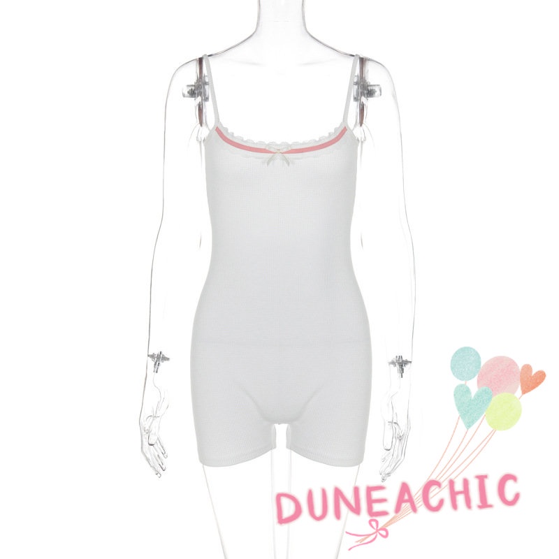 DUNEA DUNEA Áo Liền Quần Hai Dây Phối Ren Hở Lưng Gợi Cảm Cho Nữ