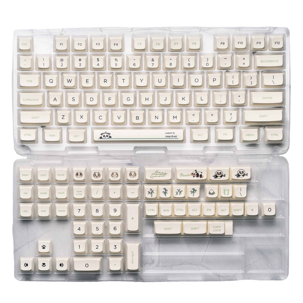 Keycap Panda Gấu Trúc Đen Trắng, Nút Bàn Phím Cơ nhựa PBT 133 phím in Dye Sub Profile XDA
