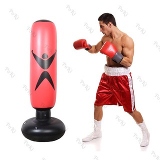 Bao trụ đấm bốc Boxing PVC 1.6m BƠM HƠI, trụ tập võ di động gấp gọn cao cấp - POKI