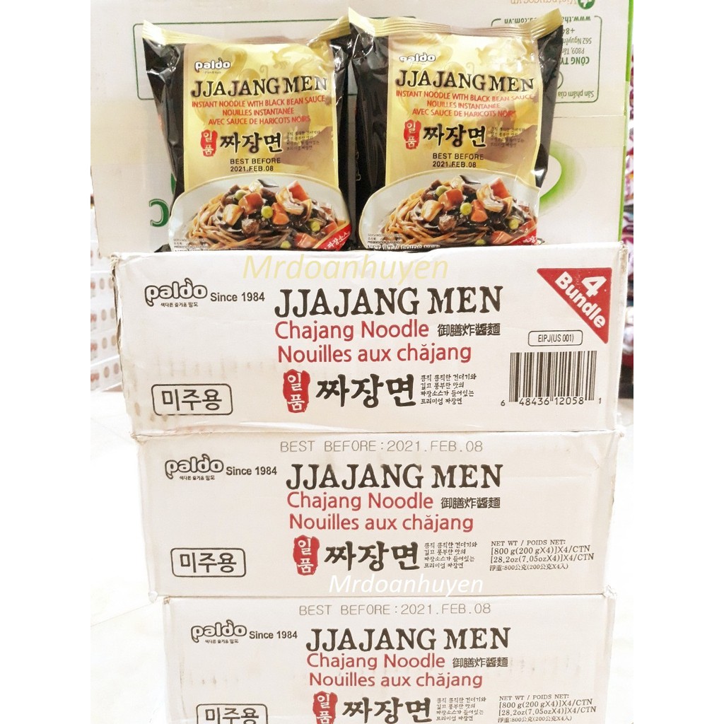 Thùng 16 Gói 200g Mì Trộn Tương Đen JJAJANGMEN Paldo Hàn Quốc