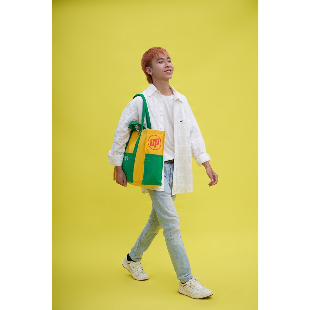 [Jamlos x 7Up] Beach Up Tote - Túi tote vải canvas in chữ UP dáng to nhiều ngăn đi biển