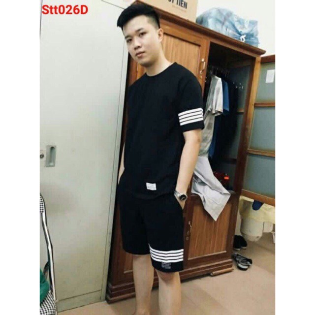 Bộ thể thao nam 4 sọc siêu hot, bộ tập gym nam | BigBuy360 - bigbuy360.vn