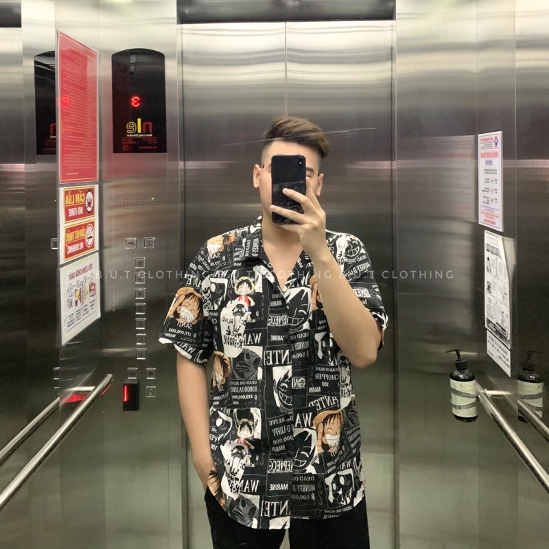Áo sơ mi họa tiết ngắn tay LUFFY trơn mềm dành cho nam nữ | BUTCLOTHING