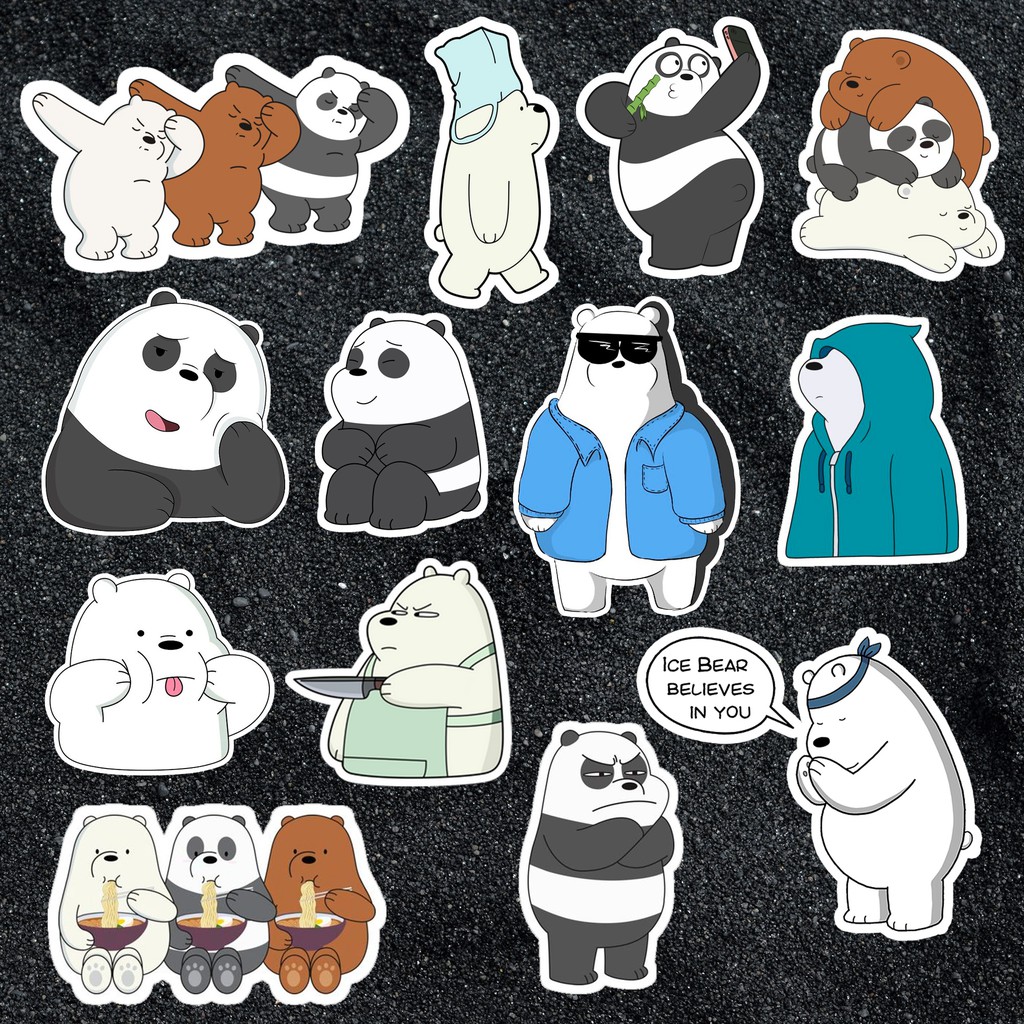 Sticker We Bare Bears chống nước sticker dán laptop, điện thoại, đàn guitar, dán mũ bảo hiểm, vali...