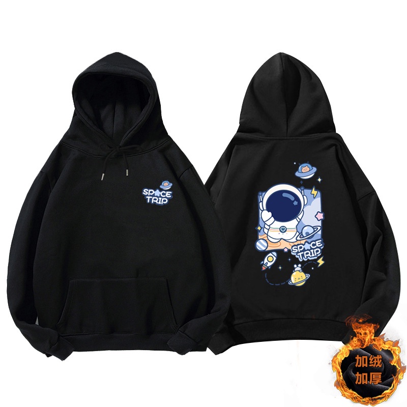 Áo Hoodie phi hành 2 màu trằng đen Unisex, áo thu đông nỉ bông,áo nhiều size (N372)