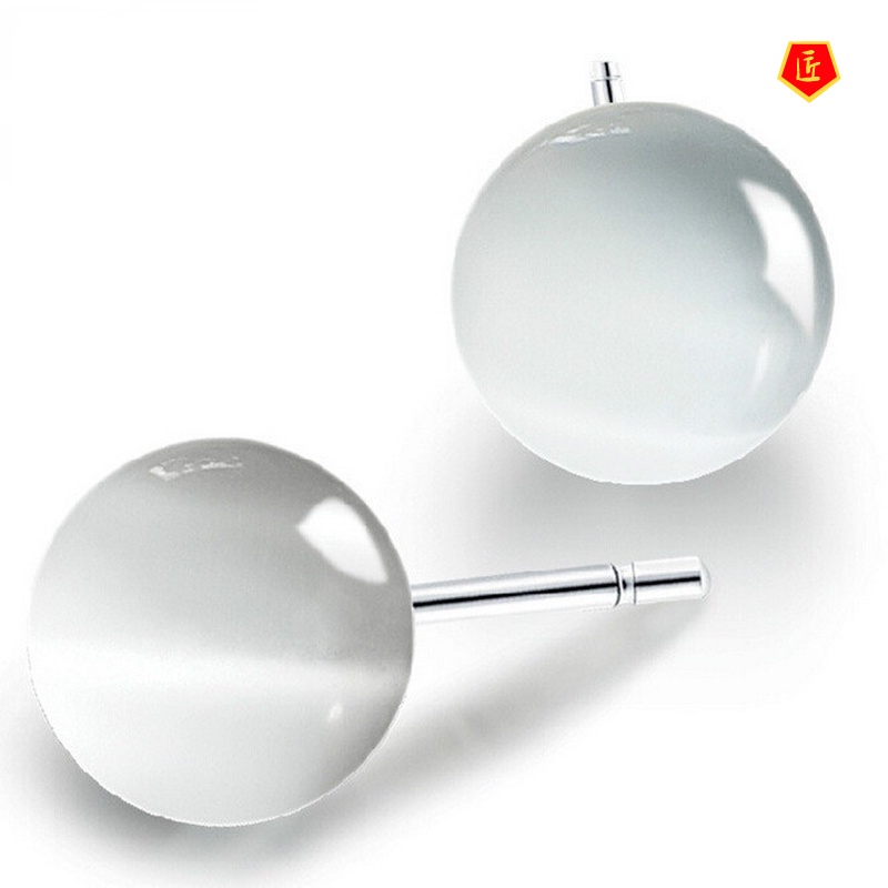 (Hàng Có Sẵn) Bông Tai Bạc Đính Đá Opal Đơn Giản Hợp Thời Trang