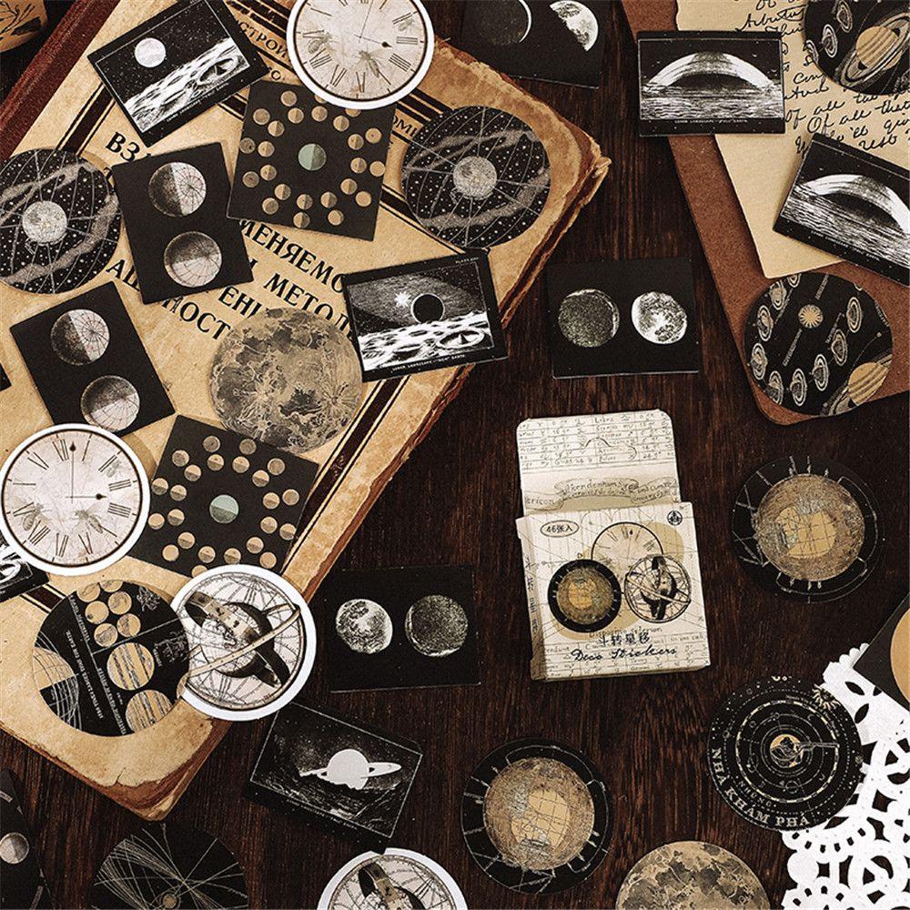 LAKAMIER Bộ 46 Miếng Dán Trang Trí Tự Dính Kiểu Vintage Dễ Thương