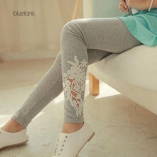 Quần legging co giãn có ren hoa cho nữ | BigBuy360 - bigbuy360.vn