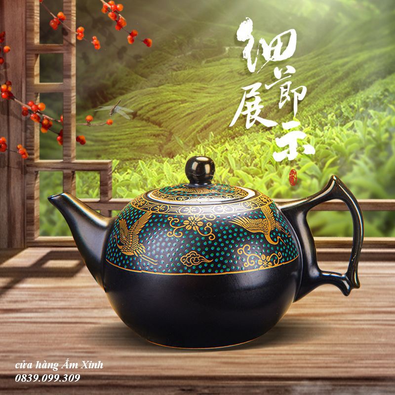 Bộ ấm chén sứ pha trà đạo họa tiết đặc sắc