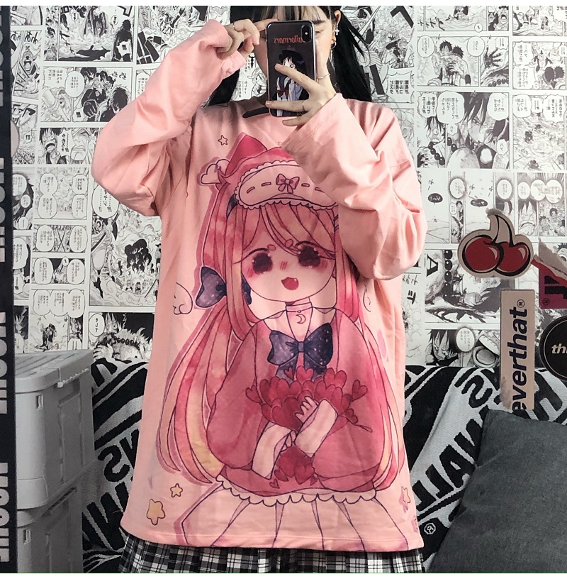 Áo Thun Dài Tay Mềm Mại In Họa Tiết Anime Xinh Xắn | BigBuy360 - bigbuy360.vn