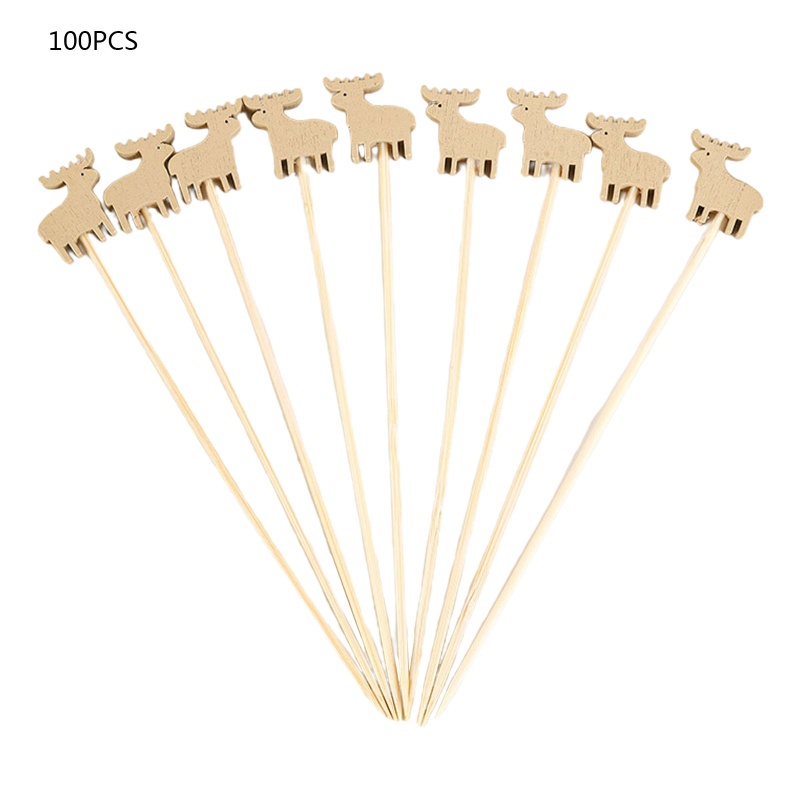 Set 100 Nĩa Tre Ăn Món Tráng Miệng / Hoa Quả Đa Năng Hình Nai Sừng Tấm