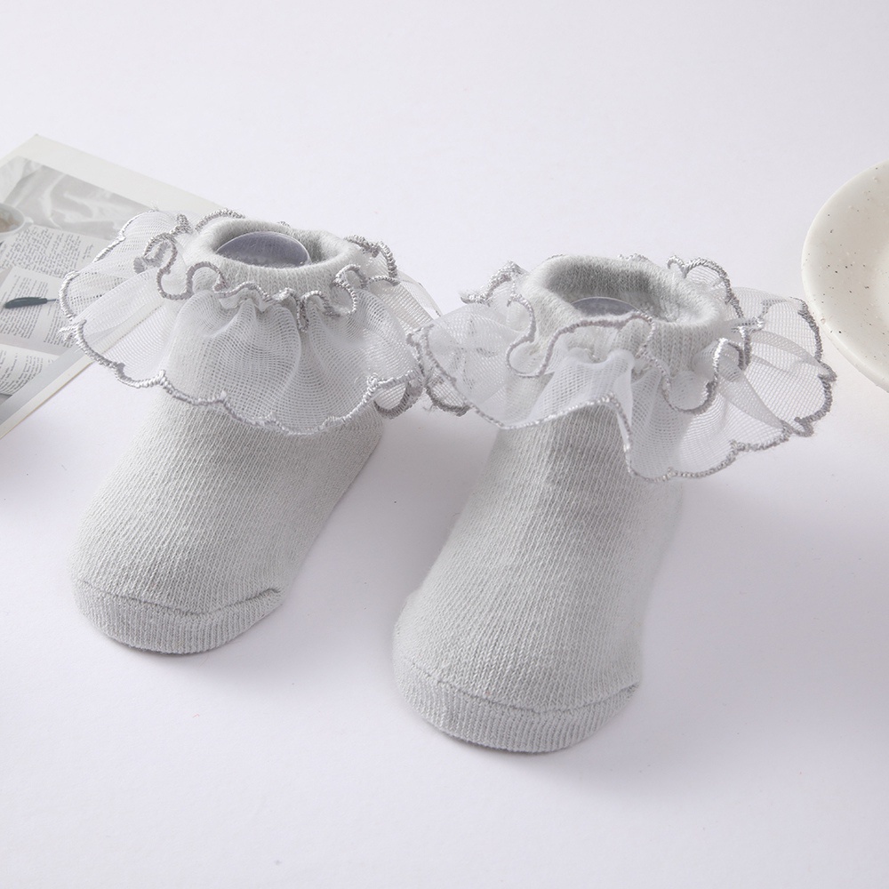 Vớ cotton phối ren thoáng khí dành thích hợp cho bé gái