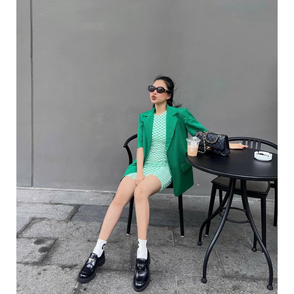 ÁO KHOÁC BLAZER CỔ VEST TAY NGẮN KÈM ẢNH THẬT